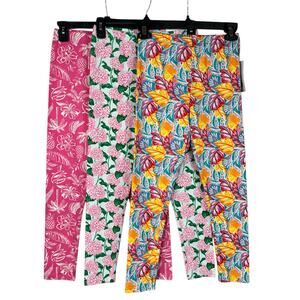 Crown & Ivy Lot of 3 Girls X-Large Pants Floral Stretch Elastic Waist Pull-On